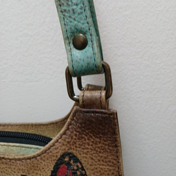 Anushka Leather Hand painted Handbag Purse Dragonfly Butterfly Floral Medium - Picture 14 of 16